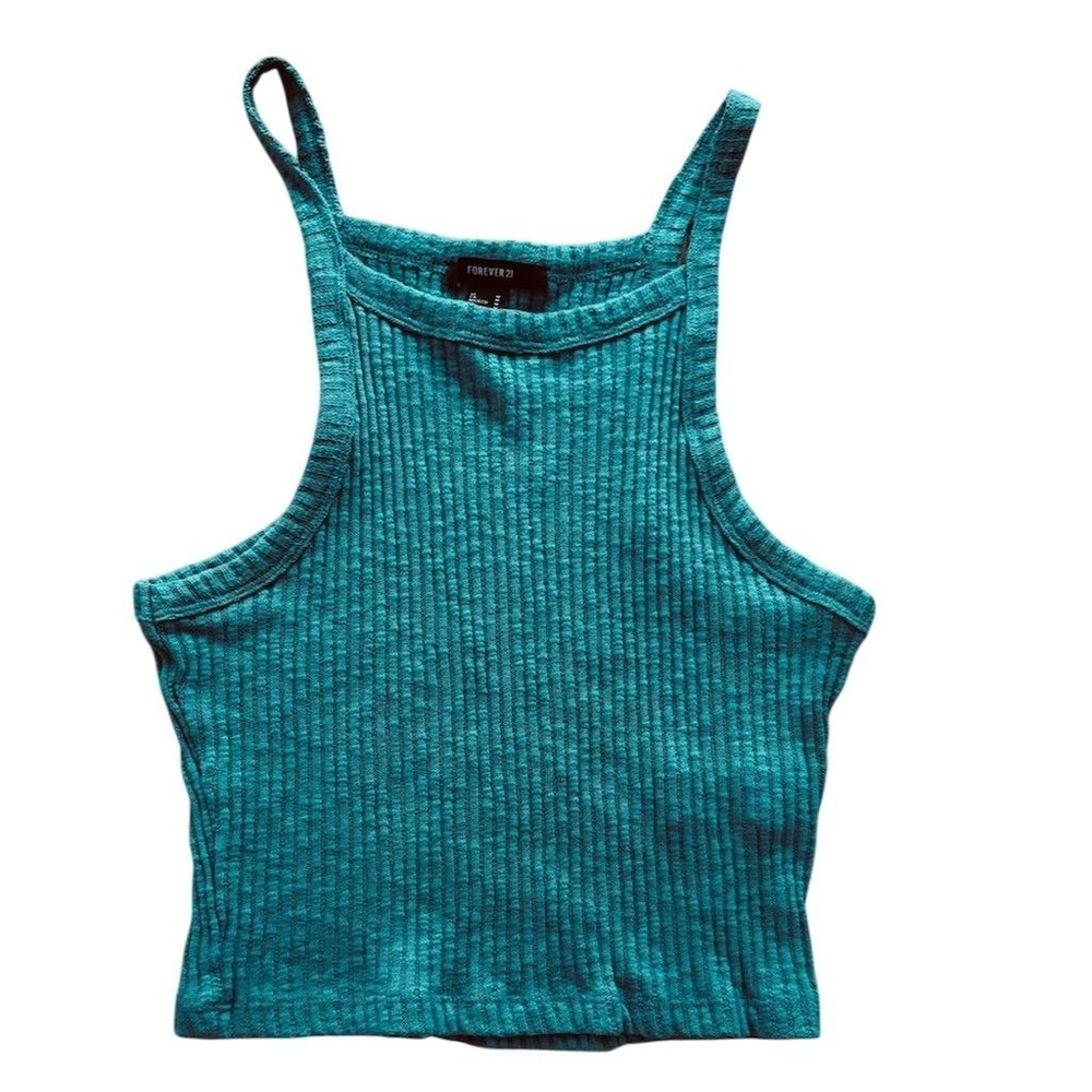 Forever 21 Women Teal Halter Neck Crop Tank Top M Y2K racerback layer camisole